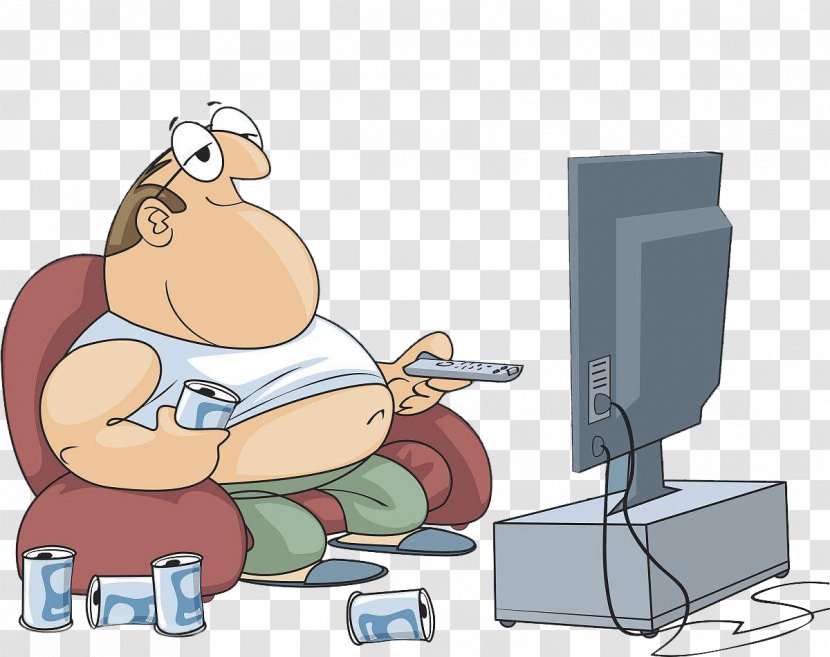 Cartoon Television Clip Art - Technology - Fat Men Watch TV Transparent PNG
