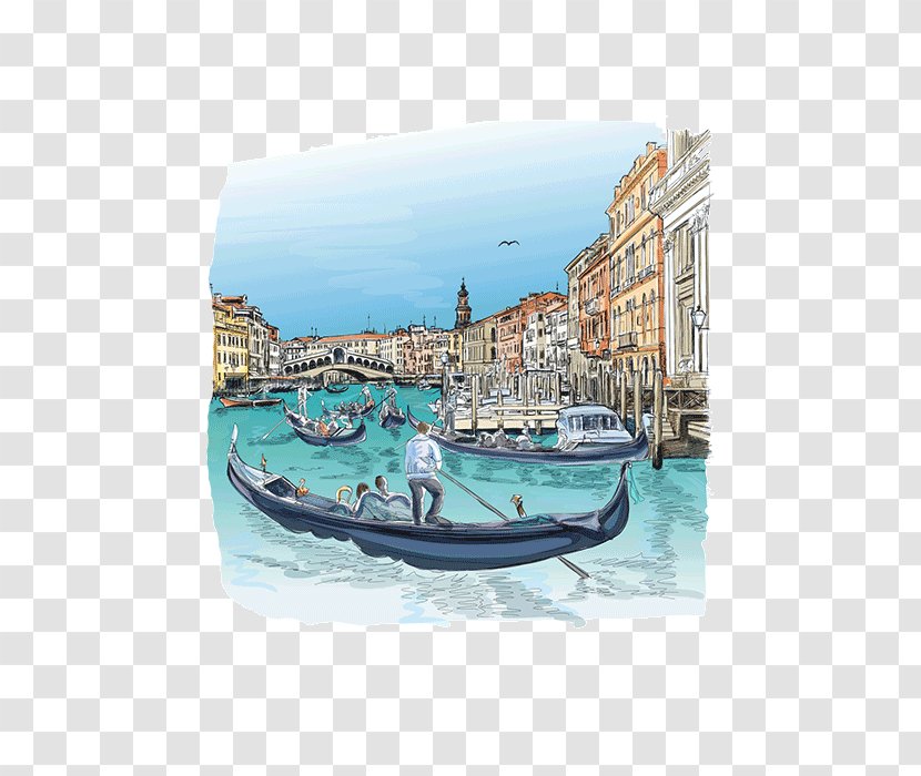 Grand Canal Rialto Bridge Gondola Clip Art - Venice - Aquarellfleck Transparent PNG