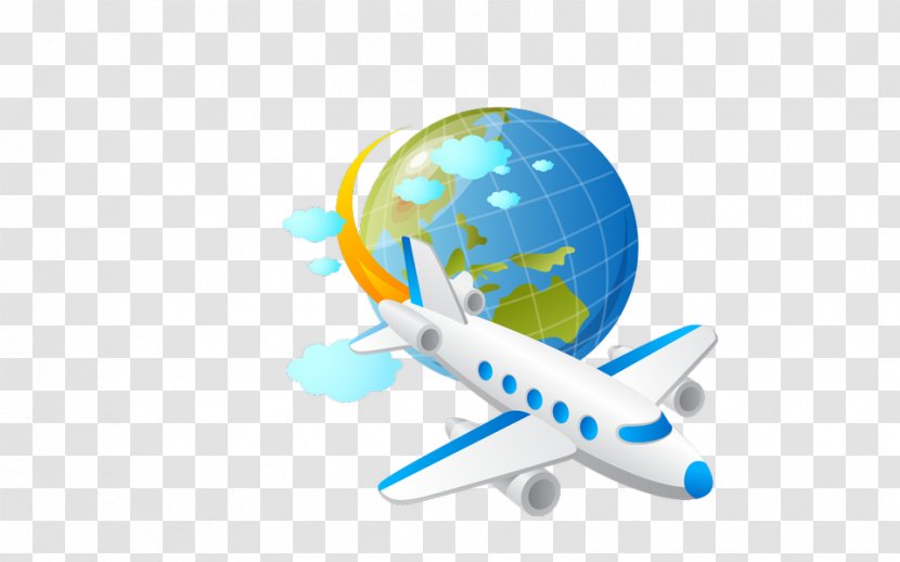 Airplane Globe Flight Aircraft - Air Travel Transparent PNG