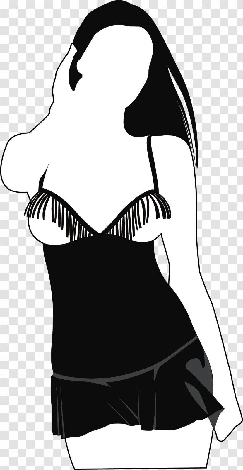 Woman Silhouette Black And White Illustration - Watercolor - Cartoon Transparent PNG