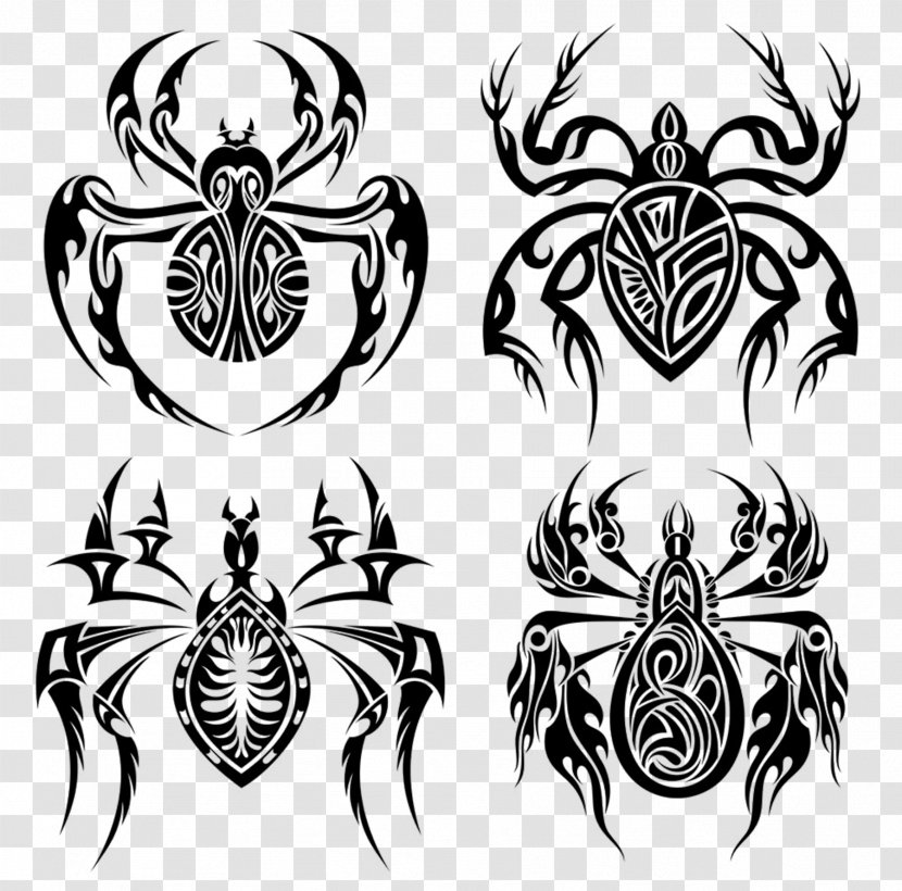 Spider Web Tattoo - Visual Arts - Black And White Paper-cut Transparent PNG