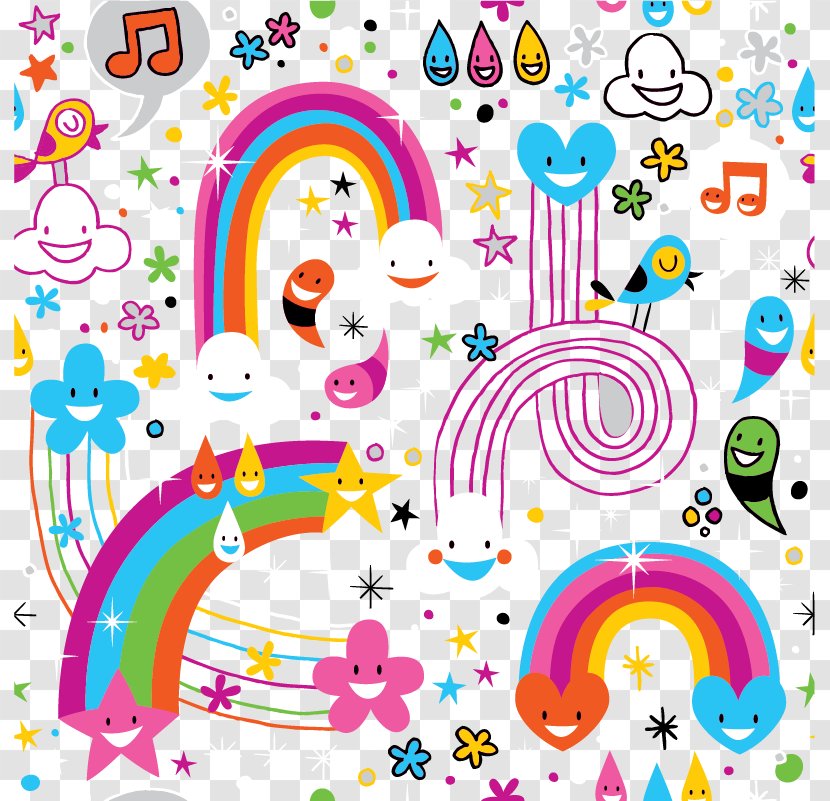 Rainbow Drop Cloud Pattern - Point - Cute Cartoon Seamless Shading Transparent PNG