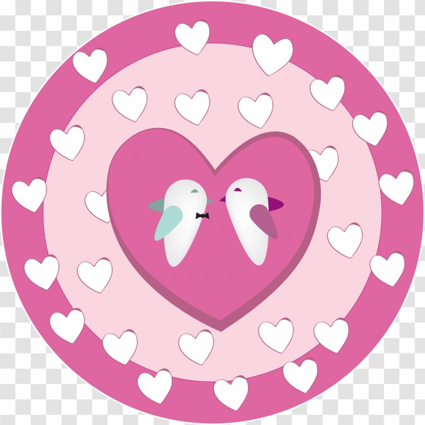 Bird Kiss Heart - Frame - Lovebirds Kissing Love Vector Transparent PNG