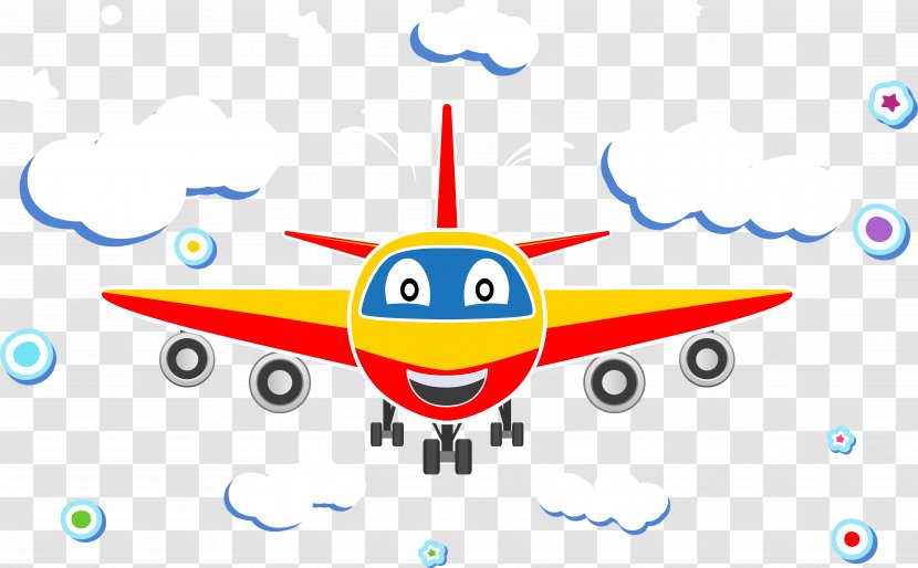 Airplane Aircraft Cartoon Euclidean Vector - Smiling Transparent PNG