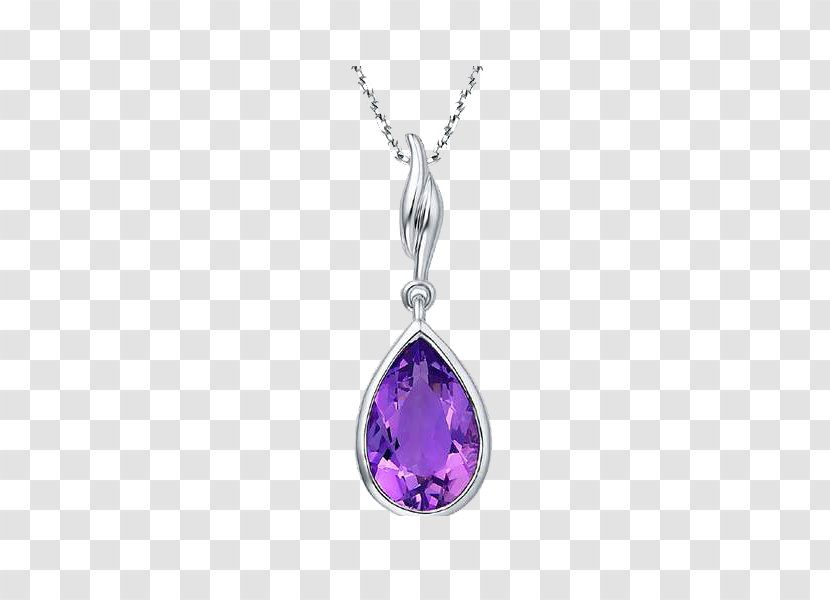 Amethyst Necklace Chow Tai Fook Gold Jewellery - Inlaid Silver Crystal Pendant Transparent PNG