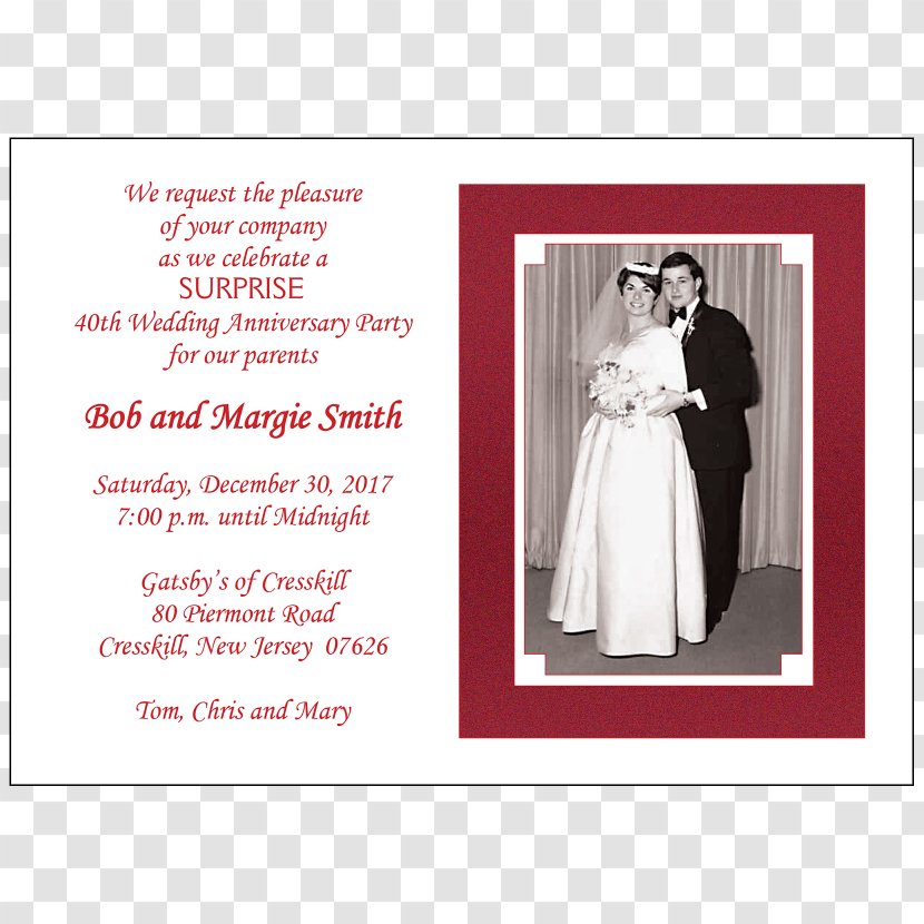Wedding Invitation Anniversary Party - Tagged Transparent PNG
