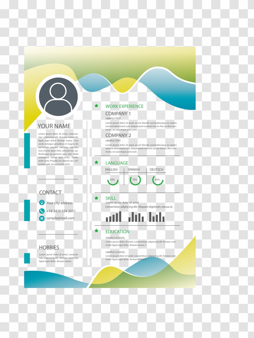 Curriculum Vitae Rxe9sumxe9 Template - Wave Stripe Resume Transparent PNG