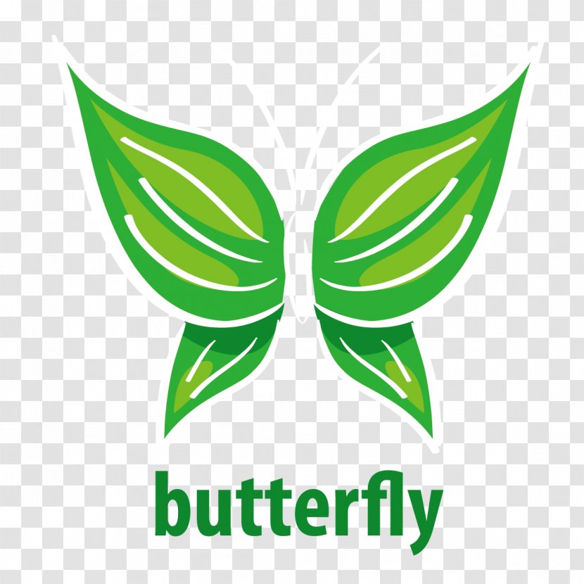 Butterfly Logo Illustration - Wing - Green Hand Painted Transparent PNG