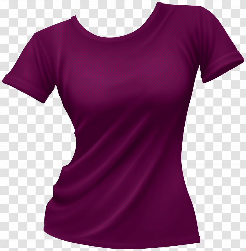 T-shirt Top Crew Neck Woman - Purple - Female Drawing Transparent PNG