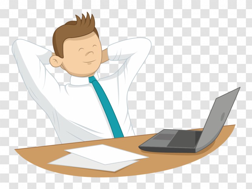 Cartoon Job Technology Sitting White-collar Worker - Business Learning Transparent PNG
