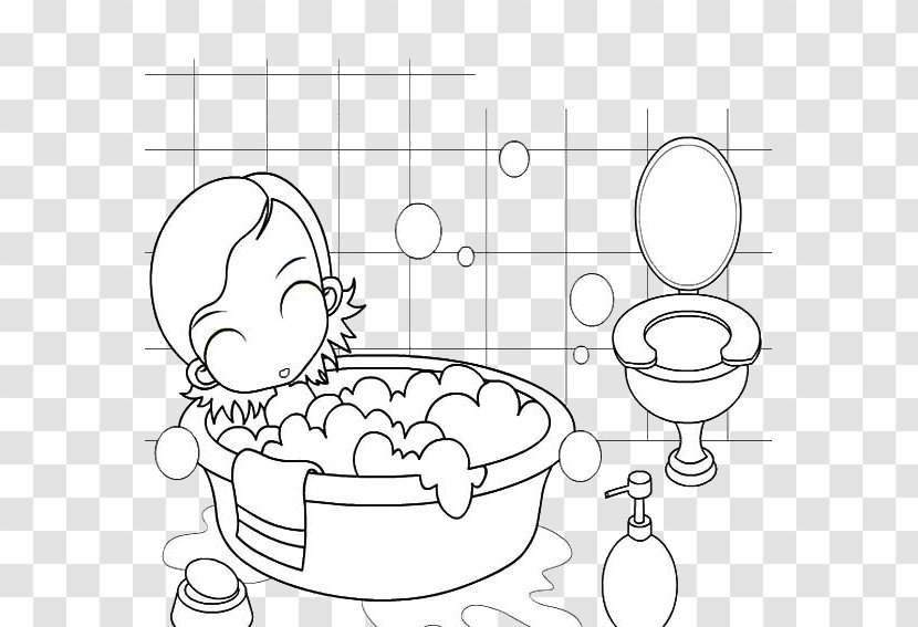 Coloring For Your Kids Bathing Bathroom Child Drawing - Watercolor Transparent PNG