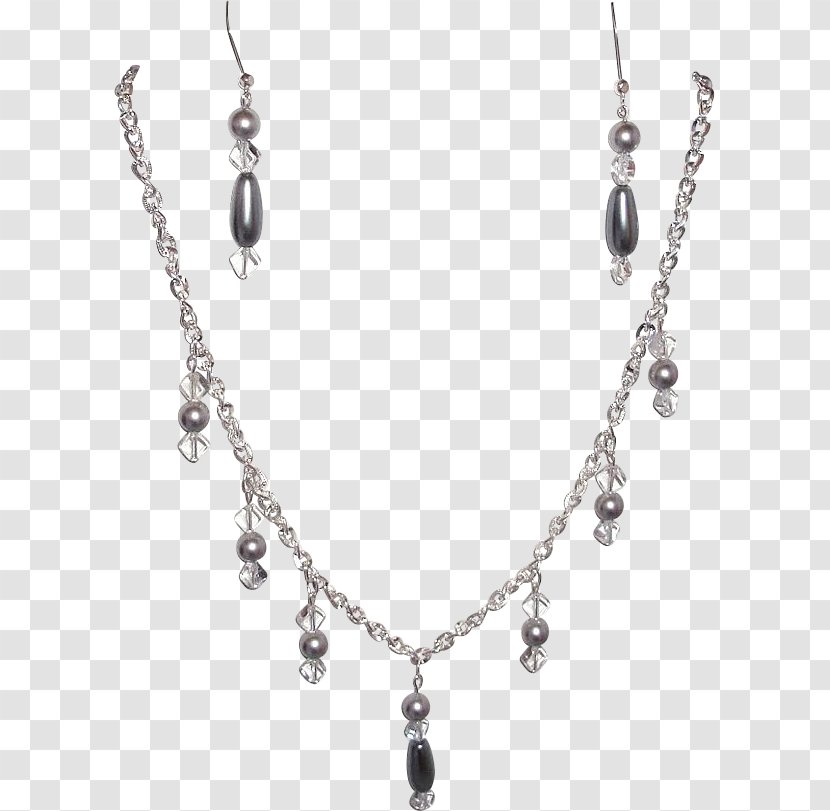 Earring Jewellery Necklace Clothing Accessories Silver - White Pearl Chain Transparent PNG