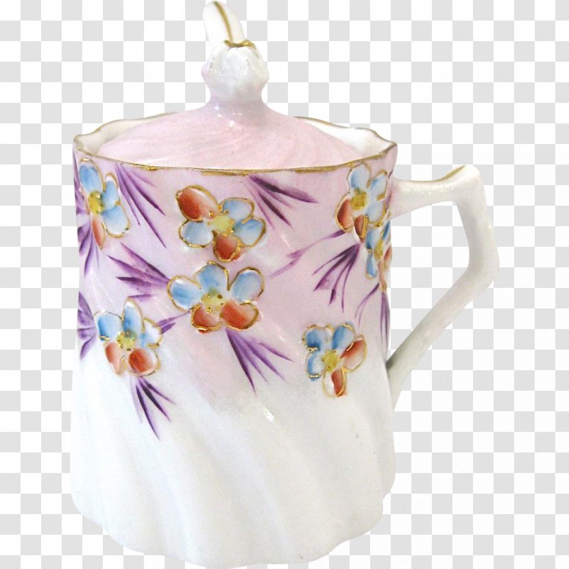 Porcelain Teapot Mug Cup Purple - Serveware - Hand-painted Flowers Decorated Transparent PNG