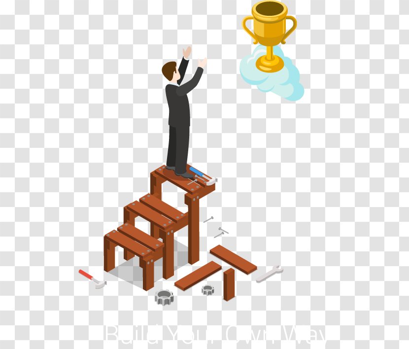 Euclidean Vector Illustration - Furniture - Climb The Ladder Of Business People Looking At Trophy Transparent PNG
