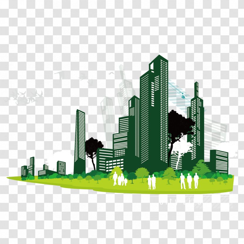 Vector Building Clip Art - Hezhou - Buildings And Trees Silhouette Figures Material Transparent PNG