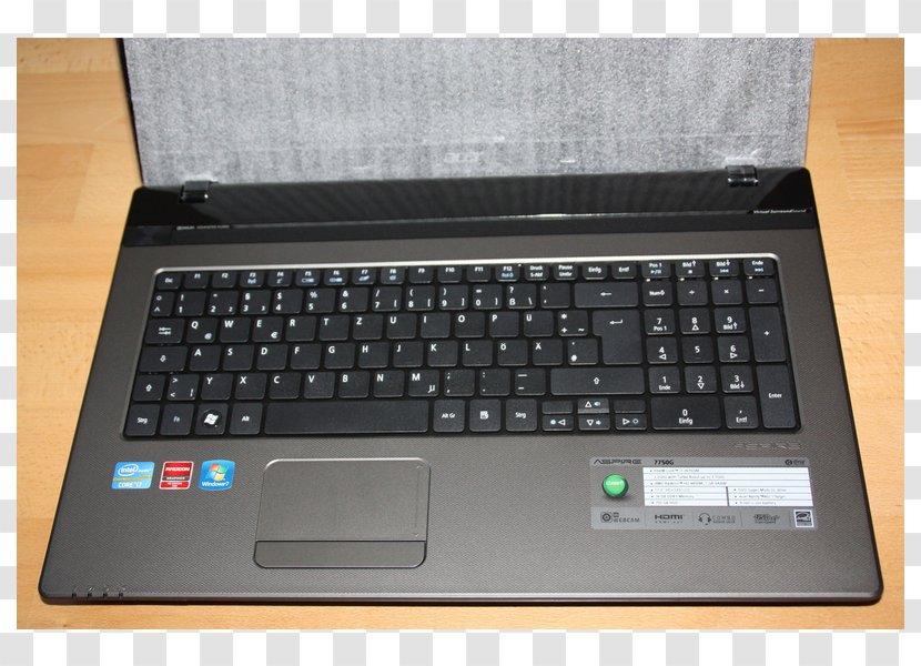 Computer Keyboard Laptop Netbook Hardware Acer Aspire 7750G 17.30 Transparent PNG