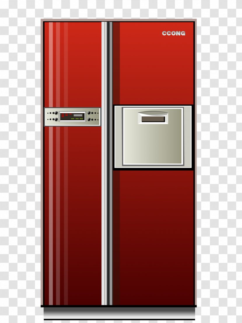 Refrigerator Home Appliance - Vector Red Transparent PNG