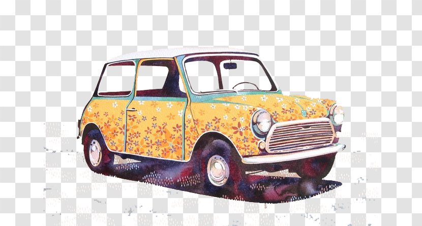 MINI Cooper Car Watercolor Painting Innocenti Mini - Advertising - Cartoon Transparent PNG