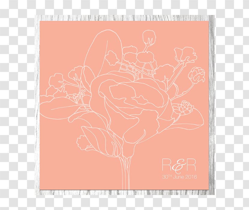 Paper Pink M Rectangle RTV Font - Peach - Save The Date Wedding Floral Card Transparent PNG