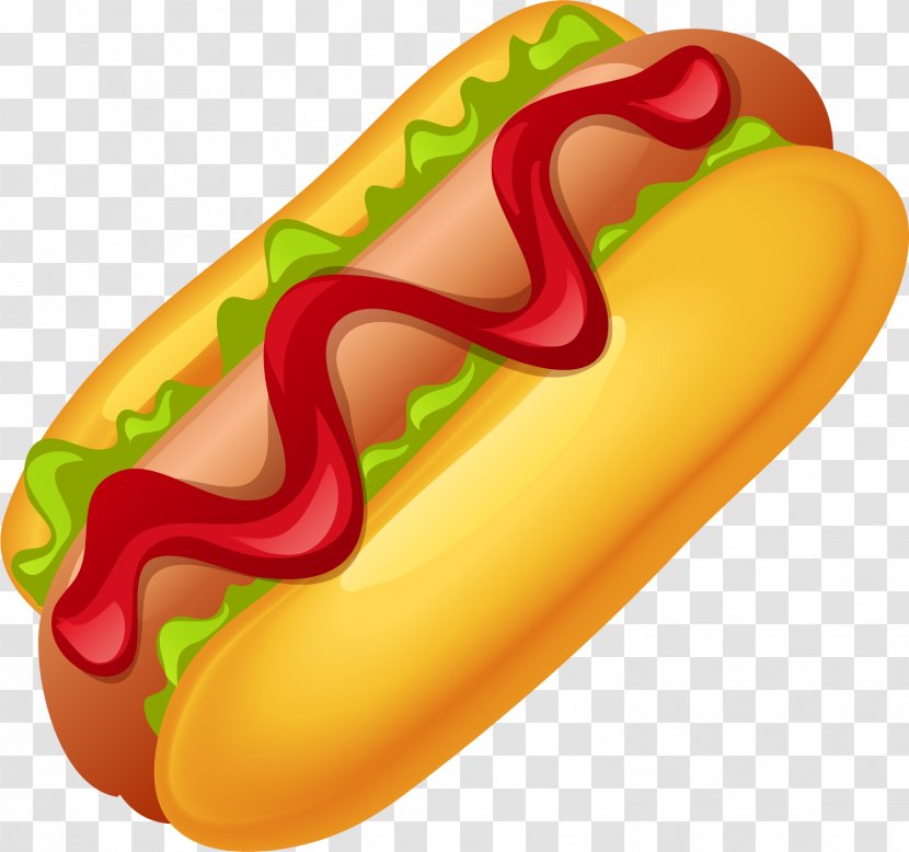 Hot Dog Sausage Knackwurst Bockwurst Lettuce - Sauce - Hand-painted Yellow Transparent PNG