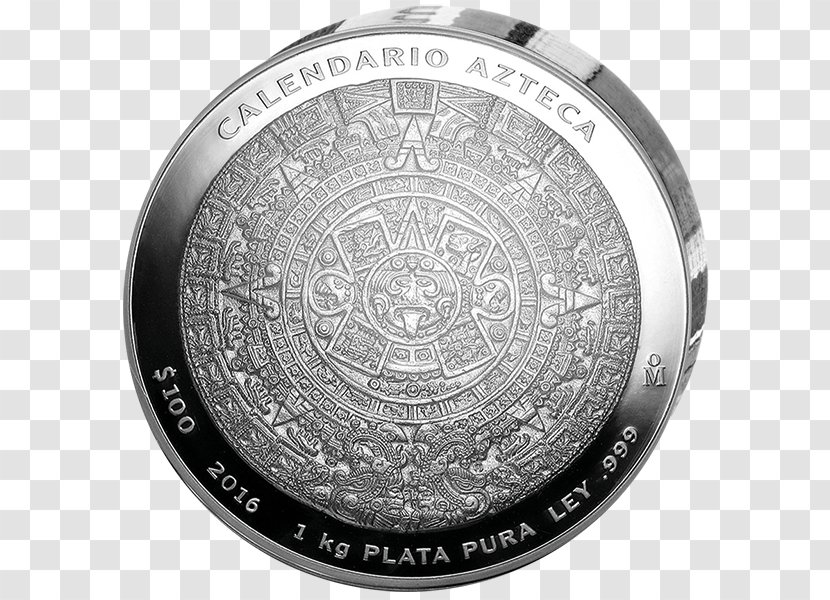 Aztec Calendar Stone Mexico Silver Coin Transparent PNG