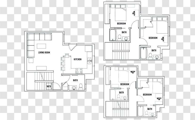 Floor Plan Architecture Product Design Technical Drawing - Text - Townhome Bathroom Ideas Transparent PNG