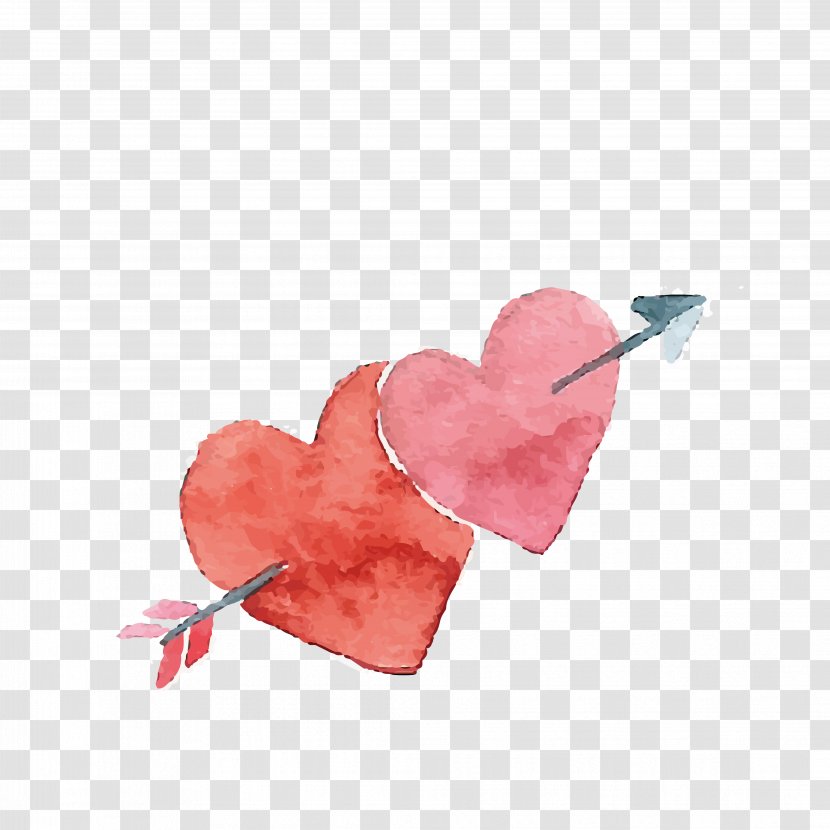Heart Valentines Day Watercolor Painting - Valentine's Love Transparent PNG