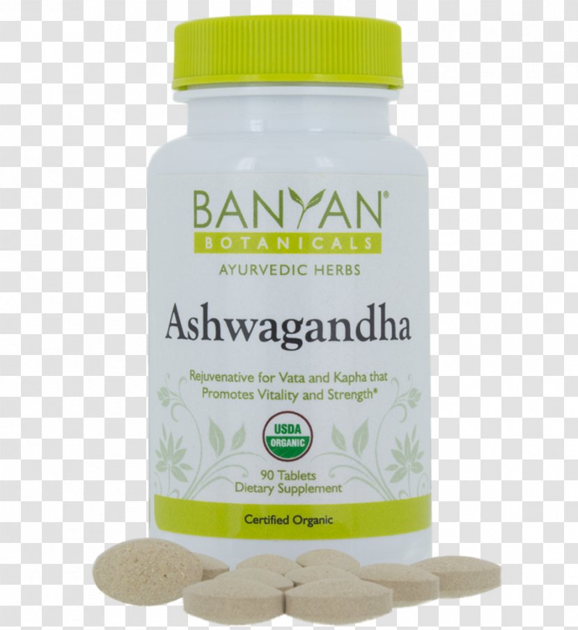 Dietary Supplement Rennet Adaptogen Banyan Botanicals Ashwagandha 500 Mg 90 Tabs Ayurveda - Herb - Tablet Transparent PNG
