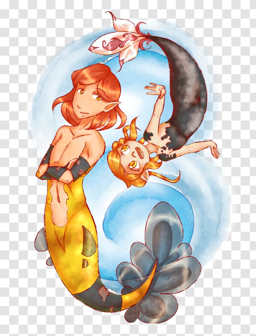 Mermaid Cartoon Organism - Fictional Character Transparent PNG