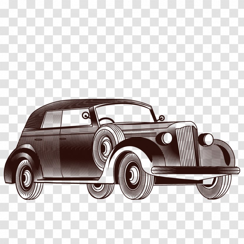 Vintage Car Clip Art - Mid Size - Vector Transparent PNG