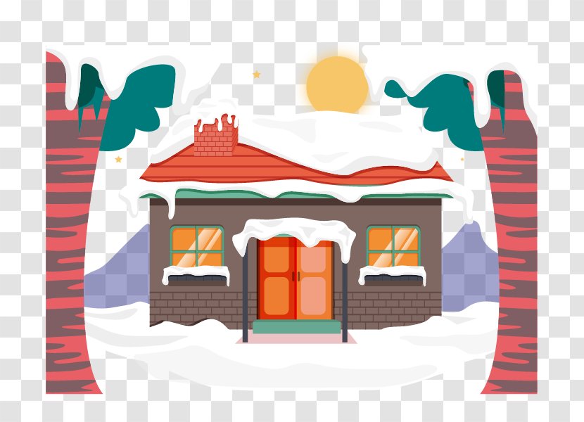 Snow House Clip Art - Vector Winter Filled Roof Transparent PNG