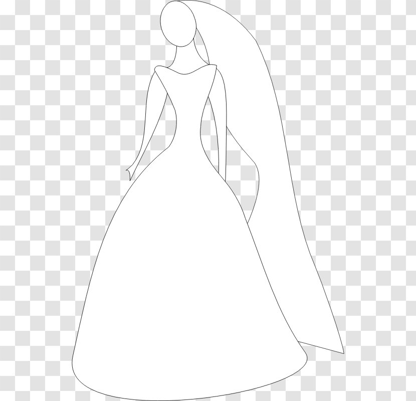 Finger Gown Character Shoulder Sketch - Watercolor - Wedding Dress Clip Art Transparent PNG