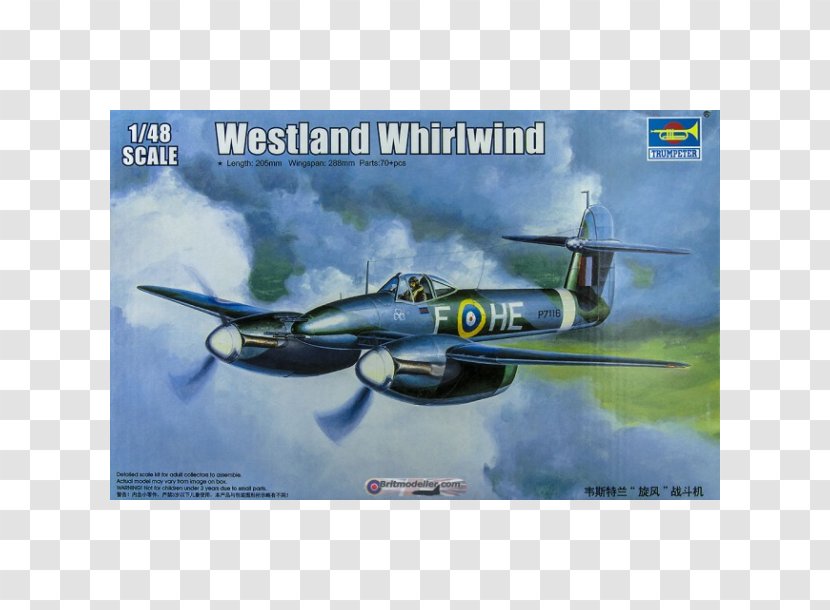 Westland Whirlwind Airplane Trumpeter 1:48 Scale Aircraft - Heavy Fighter Transparent PNG