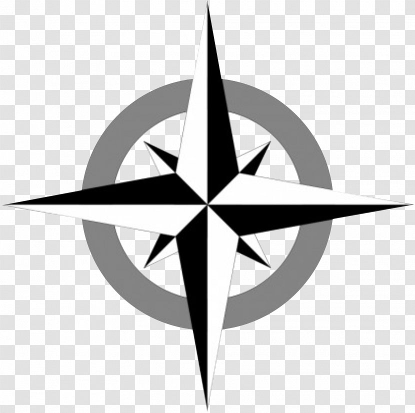 Compass Rose Clip Art - Monochrome Transparent PNG