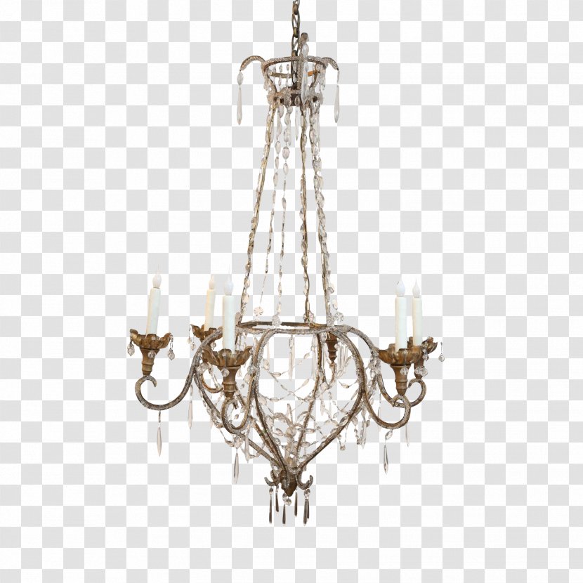 Chandelier Light Fixture Ceiling Iron Lucca - 19th Century - Crystal Transparent PNG