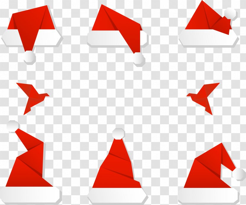 Paper Santa Claus Christmas Tree Hat - Red - Hats Transparent PNG