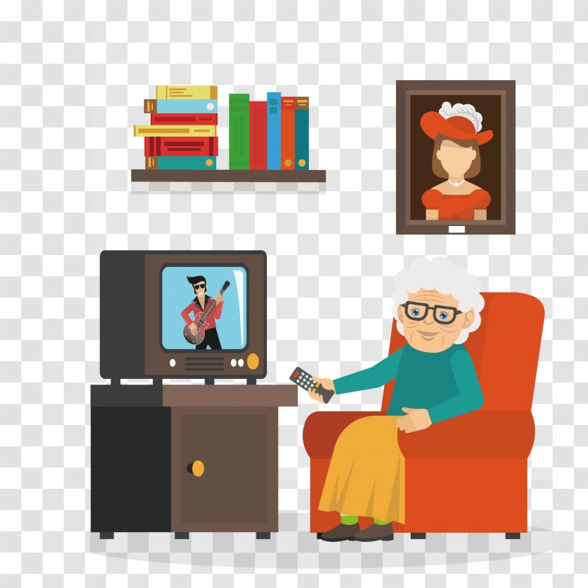 Performance Television Illustration - Watching TV Show Characters Transparent PNG