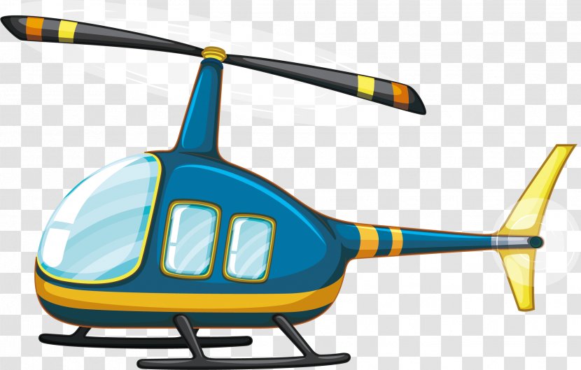 Helicopter Airplane Flight Clip Art - Vehicle - Yellow Blue Transparent PNG