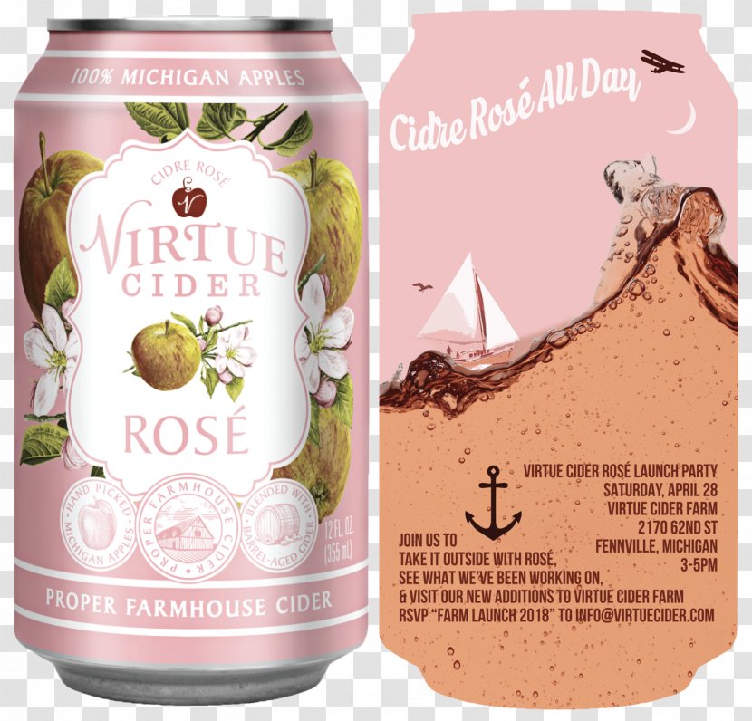 Virtue Cider Rosé Wine Apple - Oak - Invitational Banquet Transparent PNG
