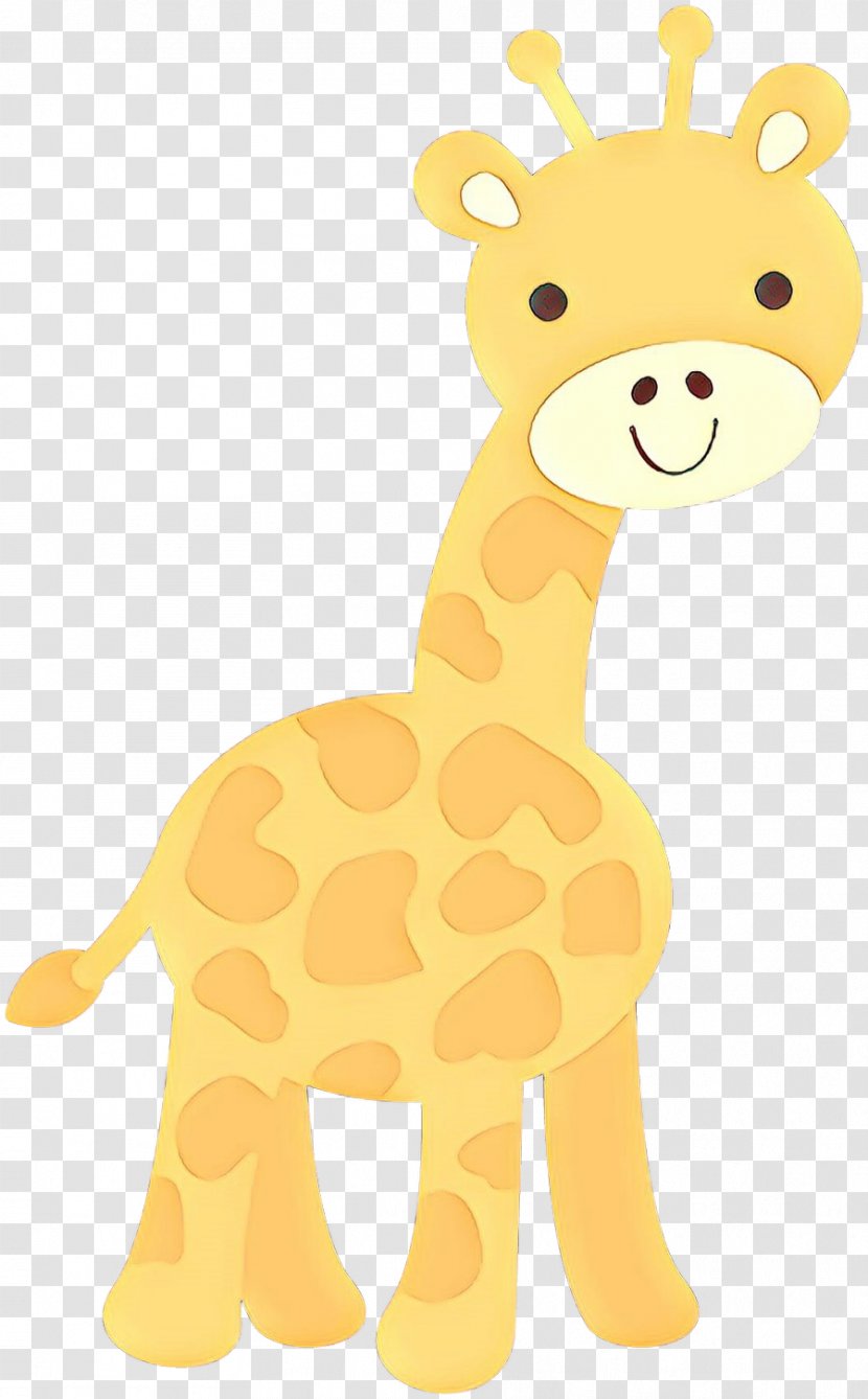 Giraffe Giraffidae Animal Figure Yellow Terrestrial - Cartoon - Stuffed Toy Wildlife Transparent PNG