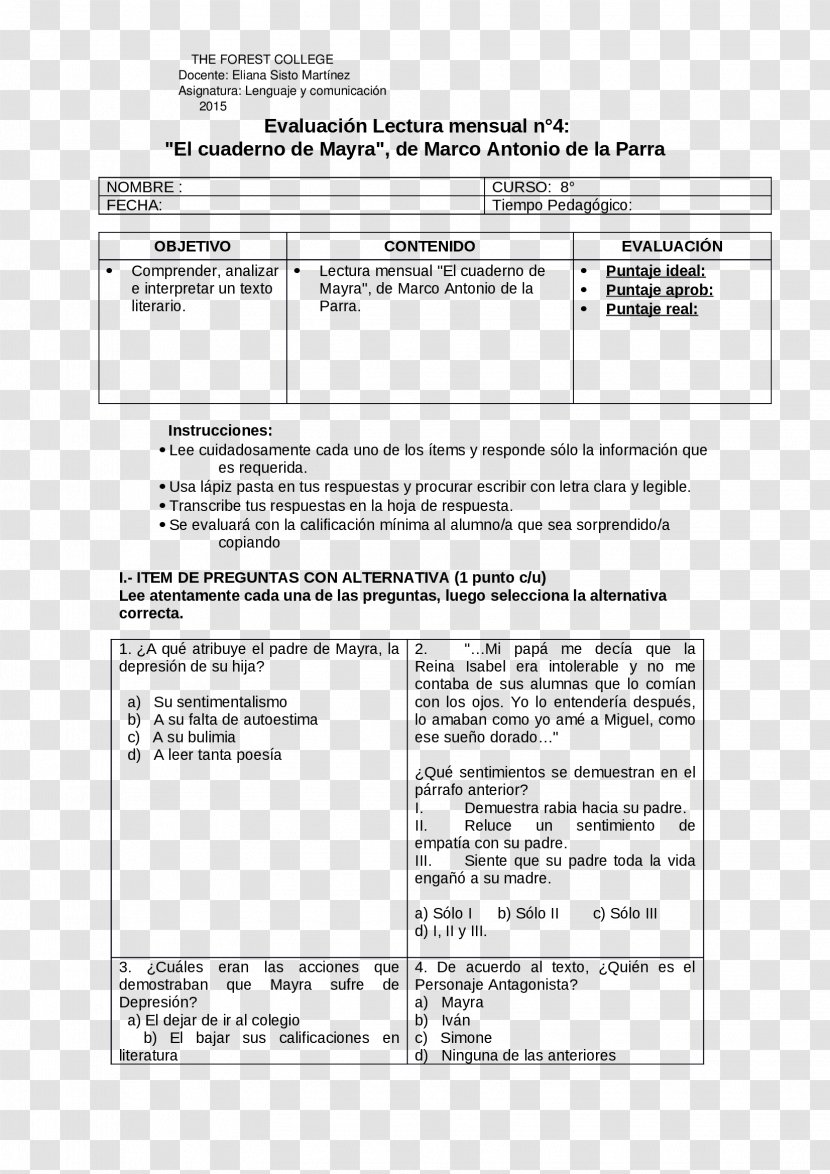 El Cuaderno De Mayra Document Notebook Text - Evaluation Transparent PNG