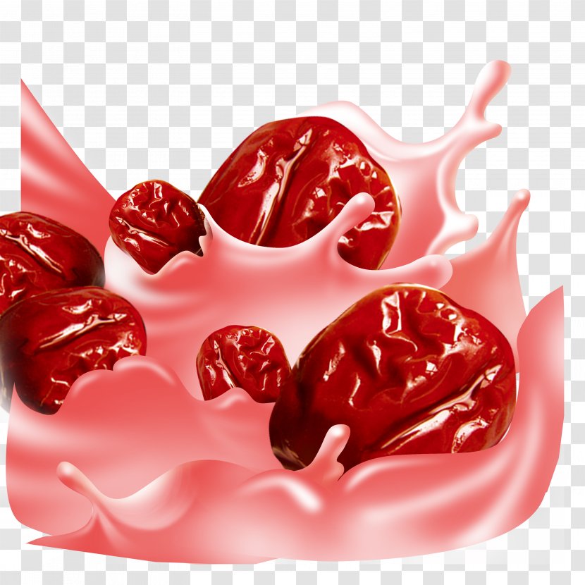 Cows Milk Jujube Cream Food - Heart - Red Dates Drinks Elements Transparent PNG