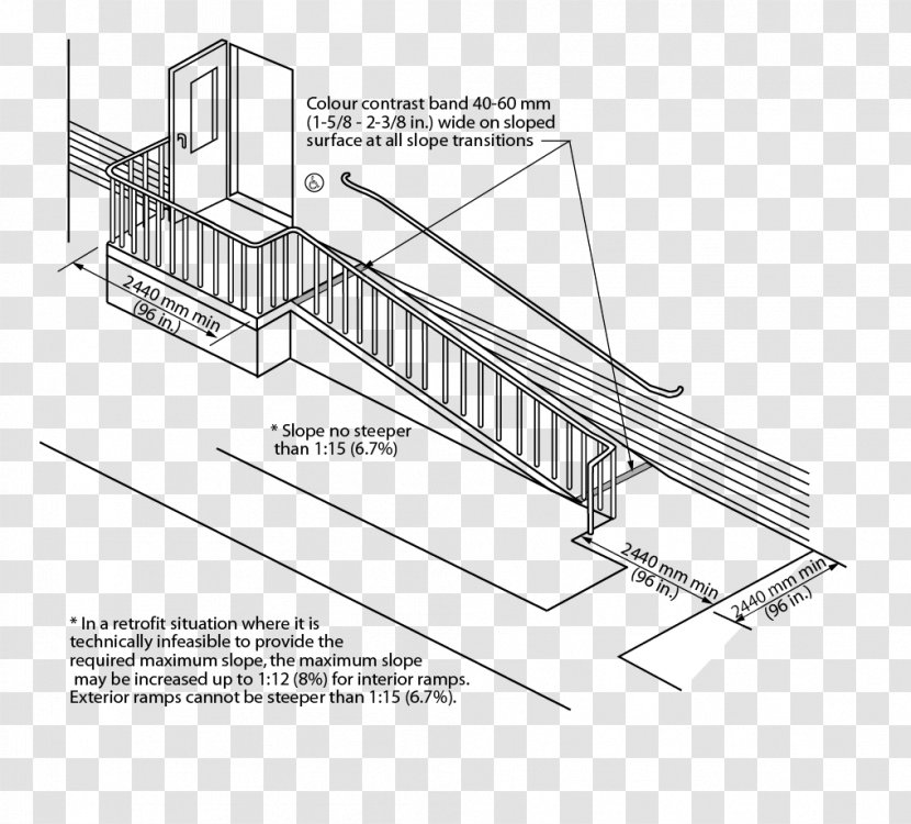 Mississauga Building Wheelchair Ramp Architectural Engineering Diagram - Drawing - Stone Guardrail Transparent PNG
