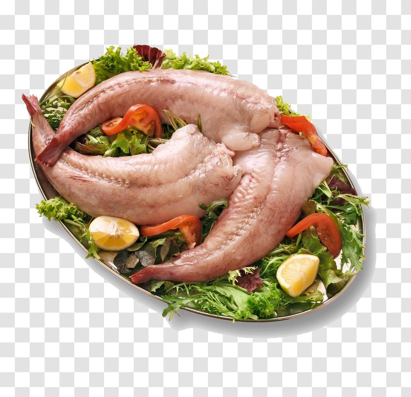 Seafood Italian Cuisine Fish - Kielbasa - Salad On The Plate Transparent PNG