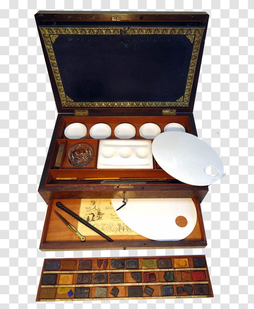 Watercolor Painting Box Artist - Vintage With White Paint Tray Transparent PNG