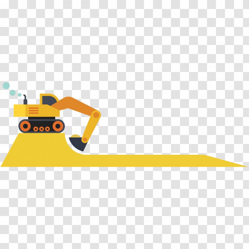 Yellow Excavator Vecteur - Digging - Flat Shovel Car Transparent PNG