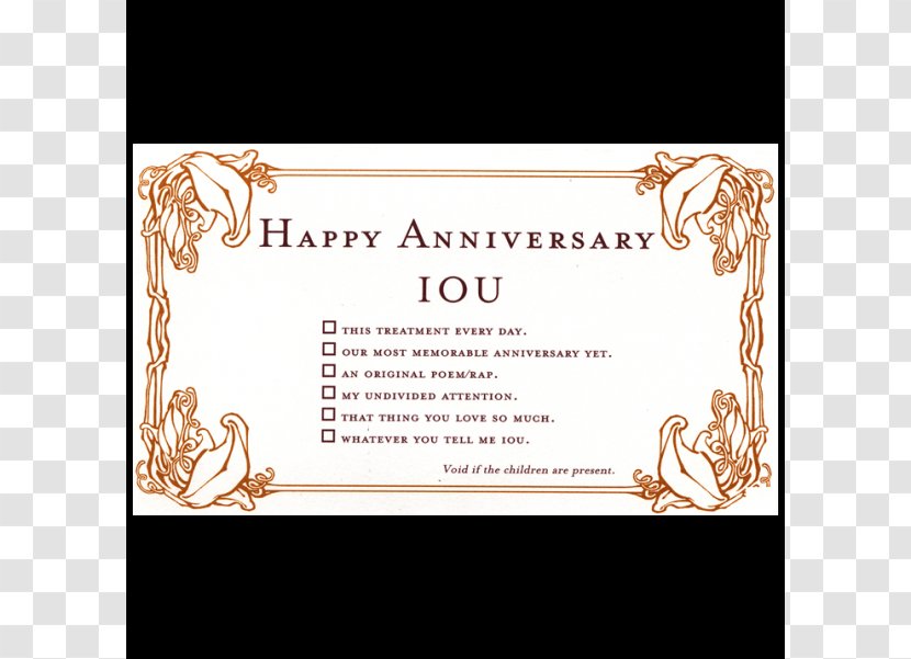 Greeting & Note Cards Anniversary Line Font - Happy Romantic Transparent PNG