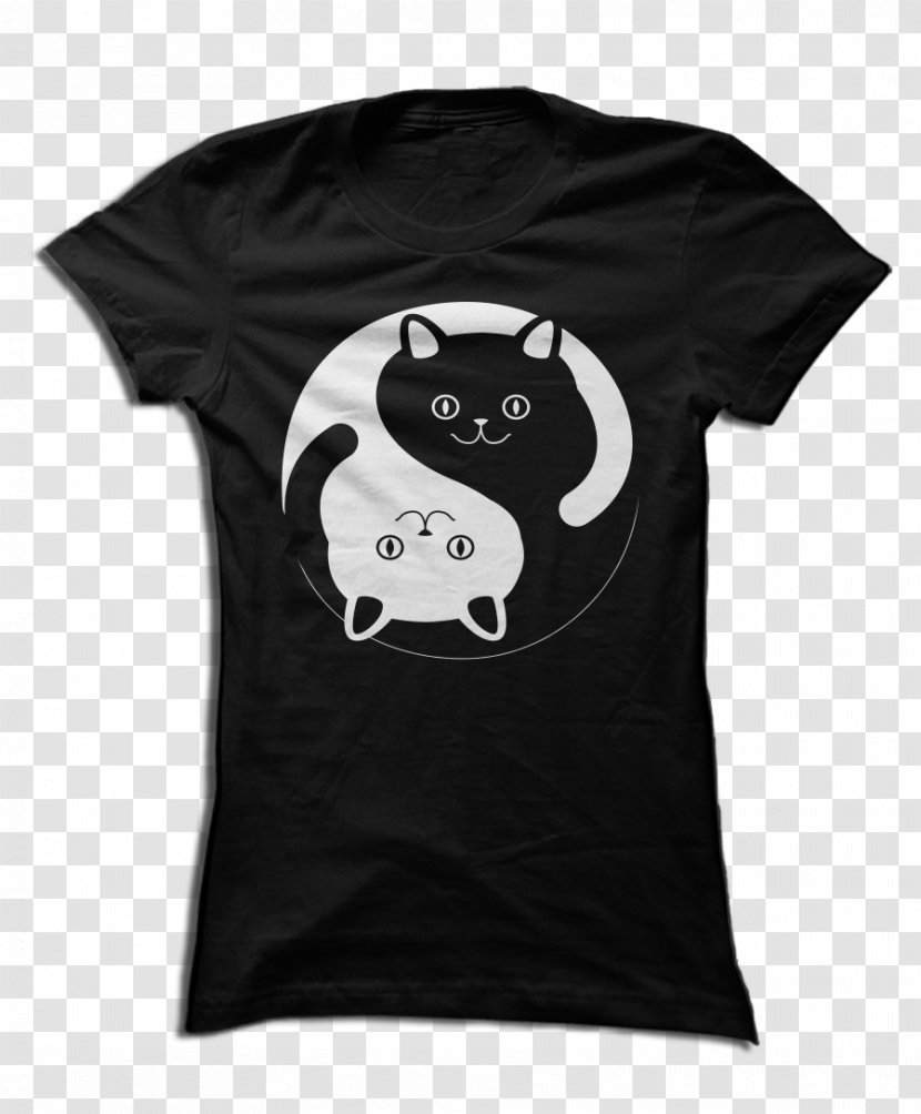Long-sleeved T-shirt Hoodie - Button - Yin Yang Cat Transparent PNG