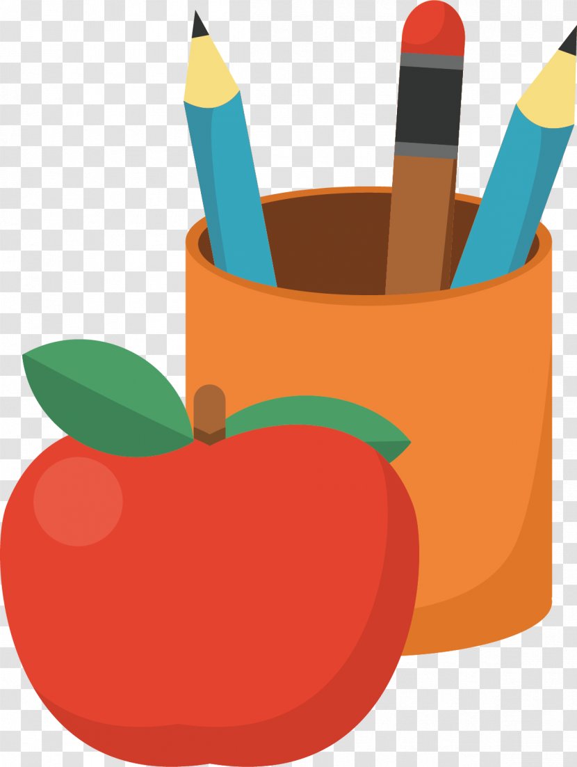 Pencil Brush Pot - Orange Vector Transparent PNG