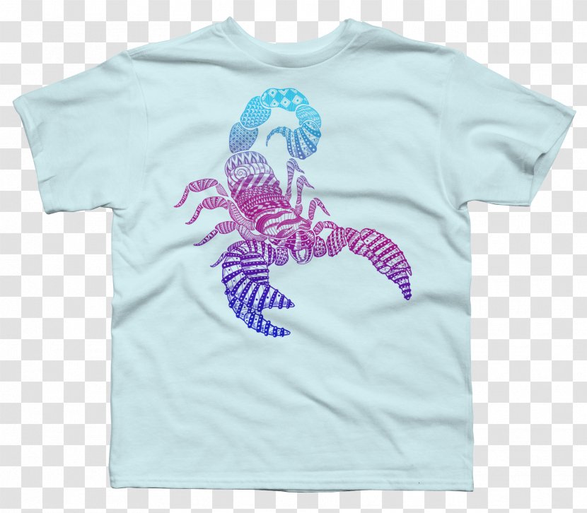 Printed T-shirt Sleeve Clothing - Blue - Scorpio Transparent PNG